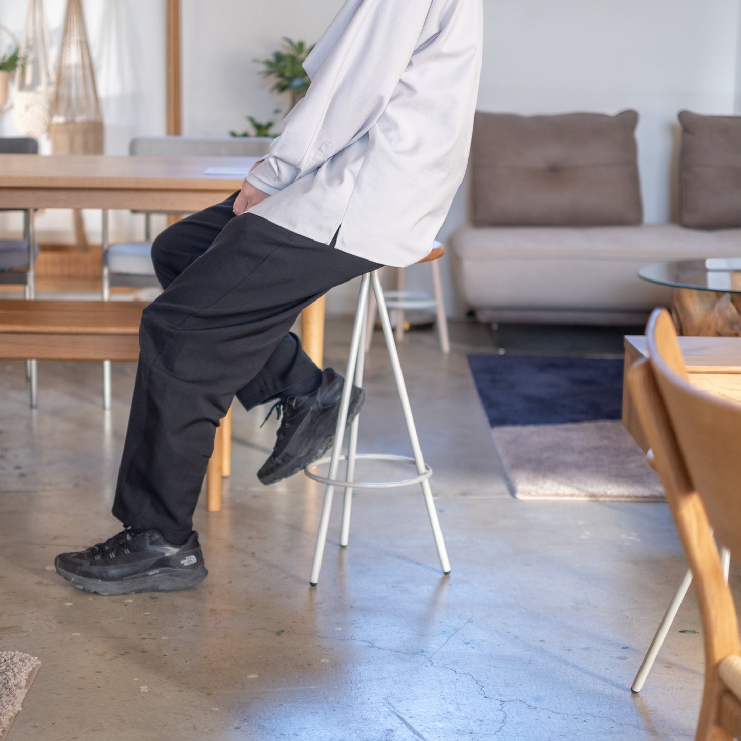 MUKUスツール 大 / White Oak×Off White Steel